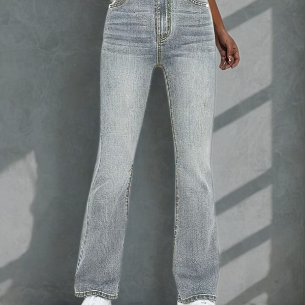 Nieuwe Hoge Taille Elastische Casual Broek Losse Street Campus All-Match. Jeans Retro Stijl Dames Lange Broek